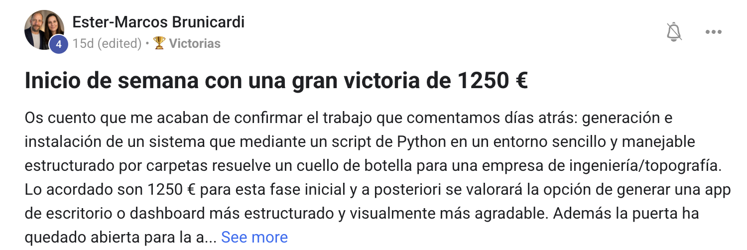 Ester-Marcos Brunicardi: 1.250 EUR por un script en Python