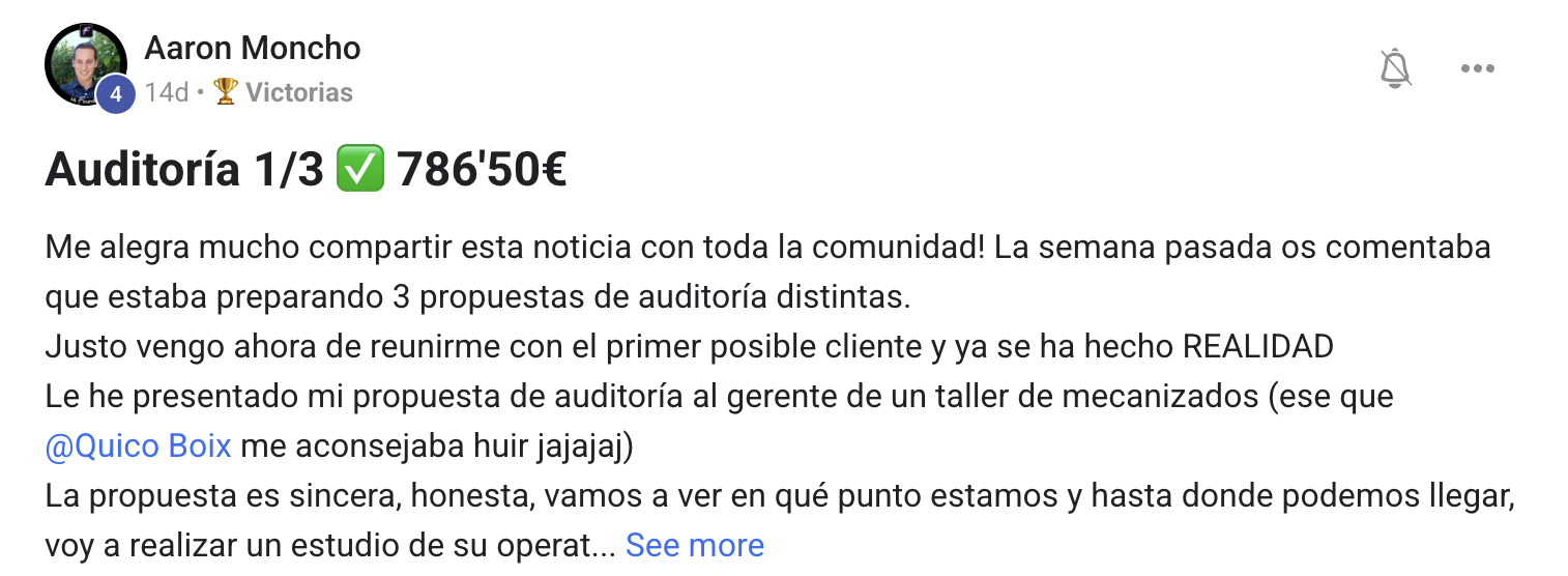 Aaron Moncho: primera auditoria cerrada por 786,50 EUR